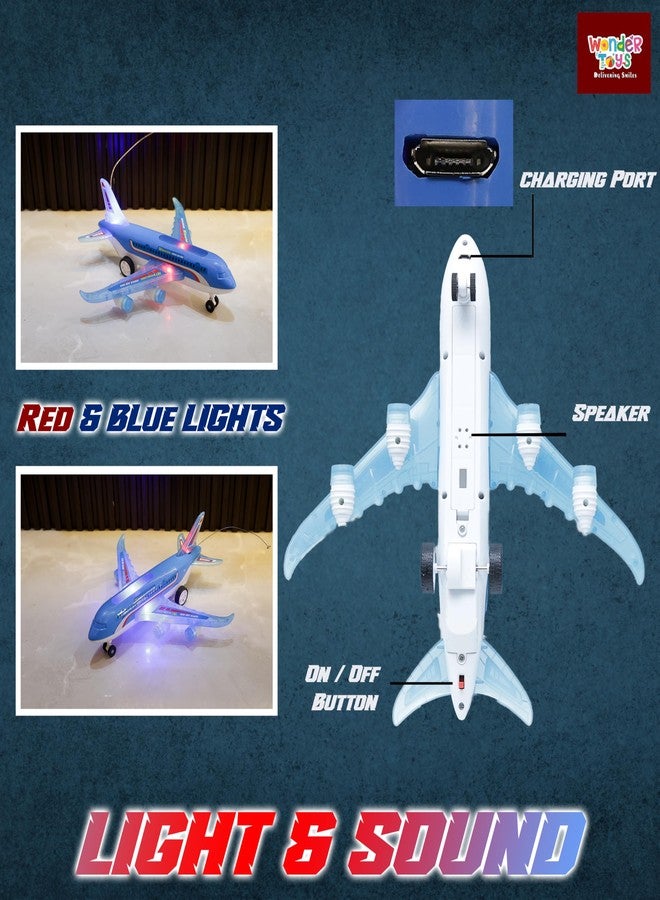 وندر لعبة طائرة التحكم عن بعد Wonder A-787، أضواء مثيرة لكامل الجسم وأصوات واقعية للأطفال (أزرق) - Image 4